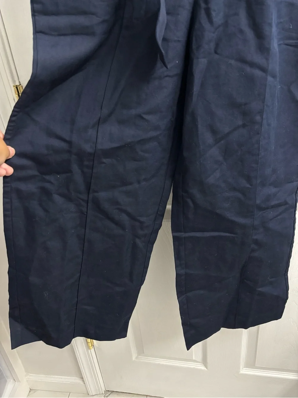 Banana Republic Workwear Jumpsuit Wide Leg Belted Navy Blue Small Zip Linen NWT